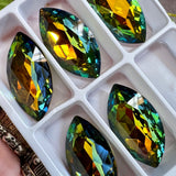 Golden Sahara Navette 32x17mm Genuine Swarovski Crystal, Article 4227 Golden Sahara, With Setting
