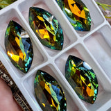Golden Sahara Navette 32x17mm Genuine Swarovski Crystal, Article 4227 Golden Sahara, With Setting