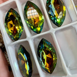 Golden Sahara Navette 32x17mm Genuine Swarovski Crystal, Article 4227 Golden Sahara, With Setting