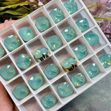 Pacific Opal Genuine Swarovski Crystal, 10mm 4470 Square Cushion Cut With Setting Pale Blue Green Opal