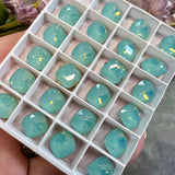 Pacific Opal Genuine Swarovski Crystal, 10mm 4470 Square Cushion Cut With Setting Pale Blue Green Opal