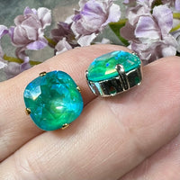10mm Laguna Delite Genuine Swarovski Crystal, 1pc 4470 Square Cushion Cut With Setting