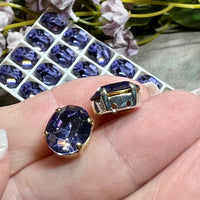 Tanzanite 1 Pc Vintage Swarovski 12x10mm Oval, Art 4120, Swarovski Crystal in Setting