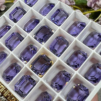 Cardinal Royal Purple, 2 Pcs Vintage Transparent Swarovski 12x10mm Art 4610 With Setting