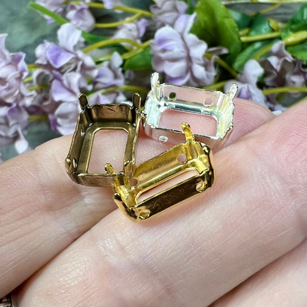 14x10mm Octagon Settings Art 4600 3 Pieces Silver, Gold Or Bronze Plated, Gemstone or Crystal Setting
