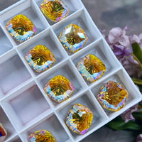 Light Topaz Shimmer Genuine Swarovski, 1 Pc 14mm Fancy 4460 Cushion Square Cut Crystal