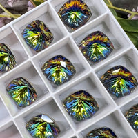 Vitrail Medium Genuine Swarovski, 1 Pc 10mm Fancy 4460 Cushion Square Cut Crystal, Rhinestone in Setting