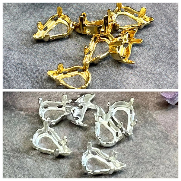 10x6 mm Pear-Teardrop Shape 4300 Settings, 6 pcs SP or GP, Gemstone or Crystal Settings