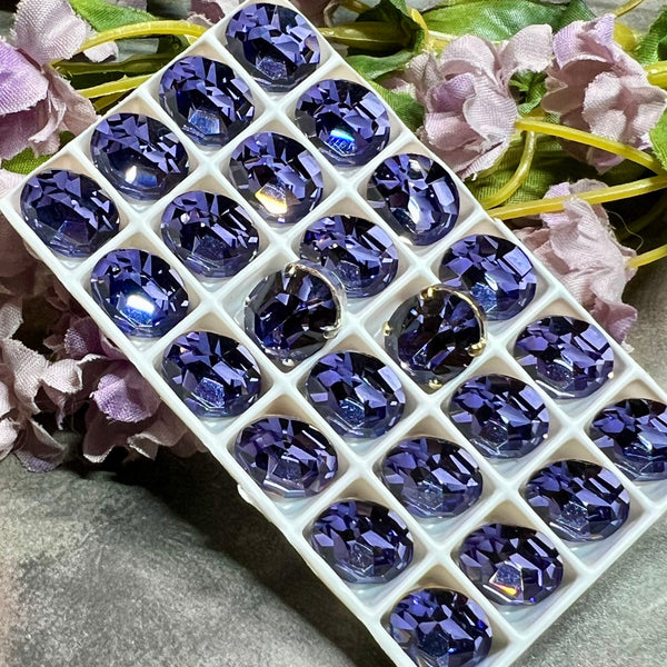 Tanzanite 1 Pc Vintage Swarovski 12x10mm Oval, Art 4120, Swarovski Crystal in Setting