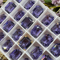Cardinal Royal Purple, 2 Pcs Vintage Transparent Swarovski 12x10mm Art 4610 With Setting