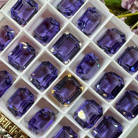 Cardinal Royal Purple, 2 Pcs Vintage Transparent Swarovski 12x10mm Art 4610 With Setting