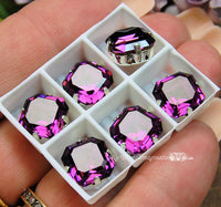 Amethyst Swarovski Vintage Crystal, 1 Pc 10mm 4671 Square-Octagon With SP or GP Setting