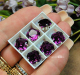 Amethyst Swarovski Vintage Crystal, 1 Pc 10mm 4671 Square-Octagon With SP or GP Setting