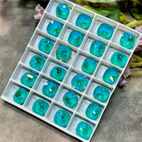 10mm Laguna Delite Genuine Swarovski Crystal, 1pc 4470 Square Cushion Cut With Setting