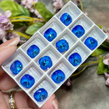 10mm Royal Blue Delite Genuine Swarovski, 1pc 4470 Square Cushion Cut With Setting, Royal Blue Opal, Bead Embroidery, Jewelry Component (Copy)