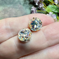 Swarovski White Patina Crystal, 1pc 10mm 4470 Cushion Cut With Prong Setting
