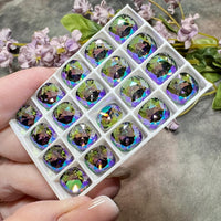 Paradise Shine Genuine Swarovski, 1 Pc 10mm Cushion Square Cut 4470 Crystal in Setting