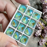10mm Silky Sage Delite Genuine Swarovski, 1pc 4470 Square Cushion Cut With Setting