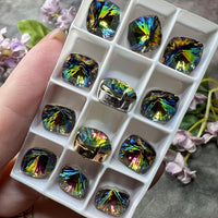 Vitrail Medium Genuine Swarovski, 1 Pc 10mm Fancy 4460 Cushion Square Cut Crystal, Rhinestone in Setting