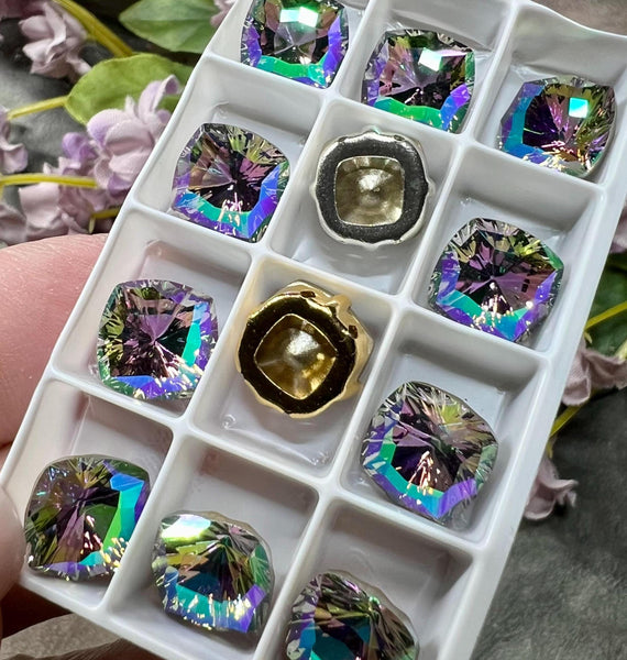Paradise Shine Genuine Swarovski, 1 Pc 10mm Fancy 4460 Cushion Square Cut Crystal