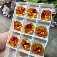 Astral Pink Genuine Swarovski, 1 Pc 10mm Fancy 4460 Cushion Square Cut Crystal, Astral Pink 4460 with Silver or Gold Plated Setting (Copy)