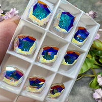 Crystal AB Genuine Swarovski, 1 Pc 10mm Fancy 4460 Cushion Square Cut Crystal, Rhinestone in Setting