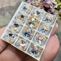 Swarovski White Patina Crystal, 1pc 10mm 4470 Cushion Cut With Prong Setting