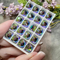Paradise Shine Genuine Swarovski, 1 Pc 10mm Cushion Square Cut 4470 Crystal in Setting