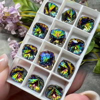 Vitrail Medium Genuine Swarovski, 1 Pc 10mm Fancy 4460 Cushion Square Cut Crystal, Rhinestone in Setting