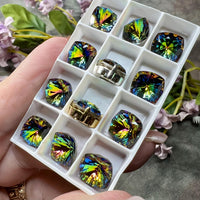 Vitrail Medium Genuine Swarovski, 1 Pc 10mm Fancy 4460 Cushion Square Cut Crystal, Rhinestone in Setting