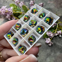 Vitrail Medium Genuine Swarovski, 1 Pc 10mm Fancy 4460 Cushion Square Cut Crystal, Rhinestone in Setting