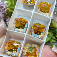 Light Topaz Shimmer Genuine Swarovski, 1 Pc 10mm Fancy 4460 Cushion Square Cut Crystal