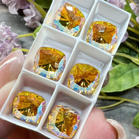 Light Topaz Shimmer Genuine Swarovski, 1 Pc 10mm Fancy 4460 Cushion Square Cut Crystal