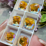 Light Topaz Shimmer Genuine Swarovski, 1 Pc 10mm Fancy 4460 Cushion Square Cut Crystal