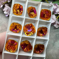 Astral Pink Genuine Swarovski, 1 Pc 10mm Fancy 4460 Cushion Square Cut Crystal, Astral Pink 4460 with Silver or Gold Plated Setting (Copy)