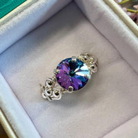 Vitrail Light Swarovski Crystal ,Handmade Ring Made to Order, Swarovski Crystal Ring