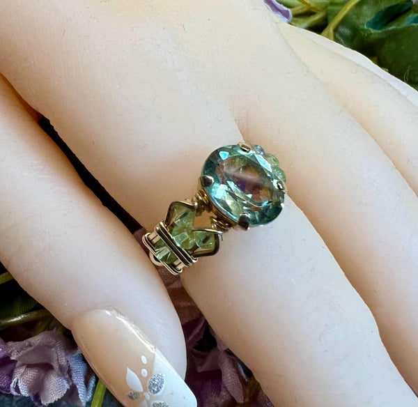 NEW, Azotic Topaz Handmade Ring, Pale Green Shimmer Mystic Topaz Ring, Unique Engagement