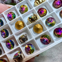 8mm Vintage Swarovski Azalea, Very Rare, 2 Pieces 39ss-8mm Art 23, With or Without Settings, Bead Embroidery, Jewelry Component