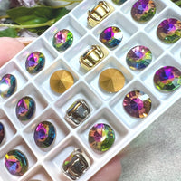 8mm Vintage Swarovski Azalea, Very Rare, 2 Pieces 39ss-8mm Art 23, With or Without Settings, Bead Embroidery, Jewelry Component