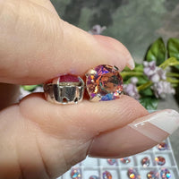Light Rose Shimmer, 2 Pieces Swarovski Crystal, 39ss Xirus Chaton 8mm, Swarovski Crystal With Setting, Jewelry Bead Embroidery Component