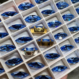 Light Sapphire, 2 Pcs Genuine Swarovski, 15x7mm Navette-Marguise With Setting, Bead Embroidery Jewelry Craft Component, Sky Blue Swarovski