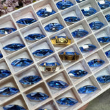Light Sapphire, 2 Pcs Genuine Swarovski, 15x7mm Navette-Marguise With Setting, Bead Embroidery Jewelry Craft Component, Sky Blue Swarovski