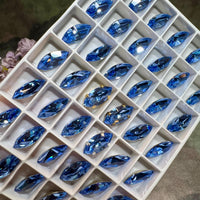 Light Sapphire, 2 Pcs Genuine Swarovski, 15x7mm Navette-Marguise With Setting, Bead Embroidery Jewelry Craft Component, Sky Blue Swarovski
