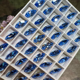 Light Sapphire, 2 Pcs Genuine Swarovski, 15x7mm Navette-Marguise With Setting, Bead Embroidery Jewelry Craft Component, Sky Blue Swarovski