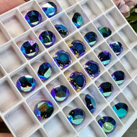 Vintage Montana Sapphire AB, 2 Pieces 40ss Art 1200, Swarovski With SP or GP Setting
