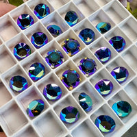 Vintage Montana Sapphire AB, 2 Pieces 40ss Art 1200, Swarovski With SP or GP Setting