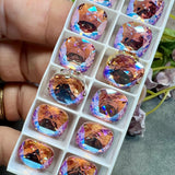 Swarovski Crystal Light Rose Shimmer, 12mm Cushion 4470, With Prong Setting, Crystal Setting, Rose Pink Shimmer