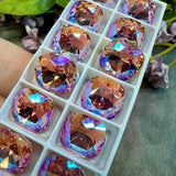 Swarovski Crystal Light Rose Shimmer, 12mm Cushion 4470, With Prong Setting, Crystal Setting, Rose Pink Shimmer