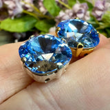 Light Sapphire Genuine Swarovski Crystal, 12mm 4470 Square Cushion Cut With Setting