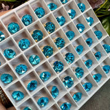 Aquamarine Vintage Swarovski Dentelle Crystal 35ss Roughly 7.5mm, Clear Ocean Blue Dentelle, Bead Embroidery Component March Birthstone